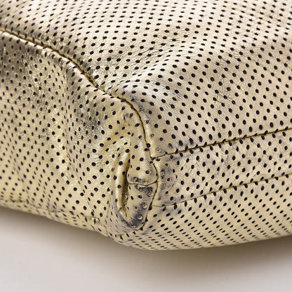 Chanel Metallic Crackled Calfskin Perforated Drill Shoulder Bag Gold 9 of 12
