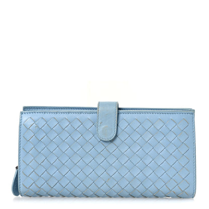 Bottega Veneta Nappa Intrecciato Continental Flap Wallet Light Blue 1 of 12