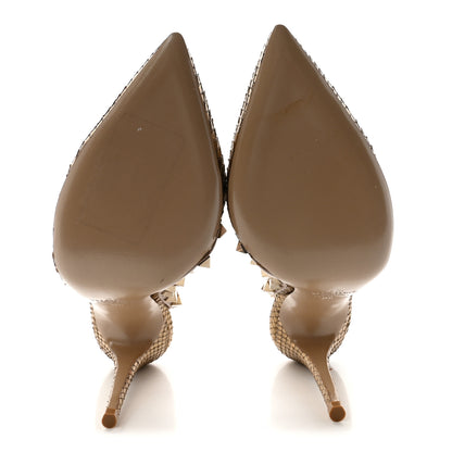 Valentino Garavani Metallic Elaphe Rockstud Ankle Strap 100mm Pumps 35 Gold Poudre 6 of 9