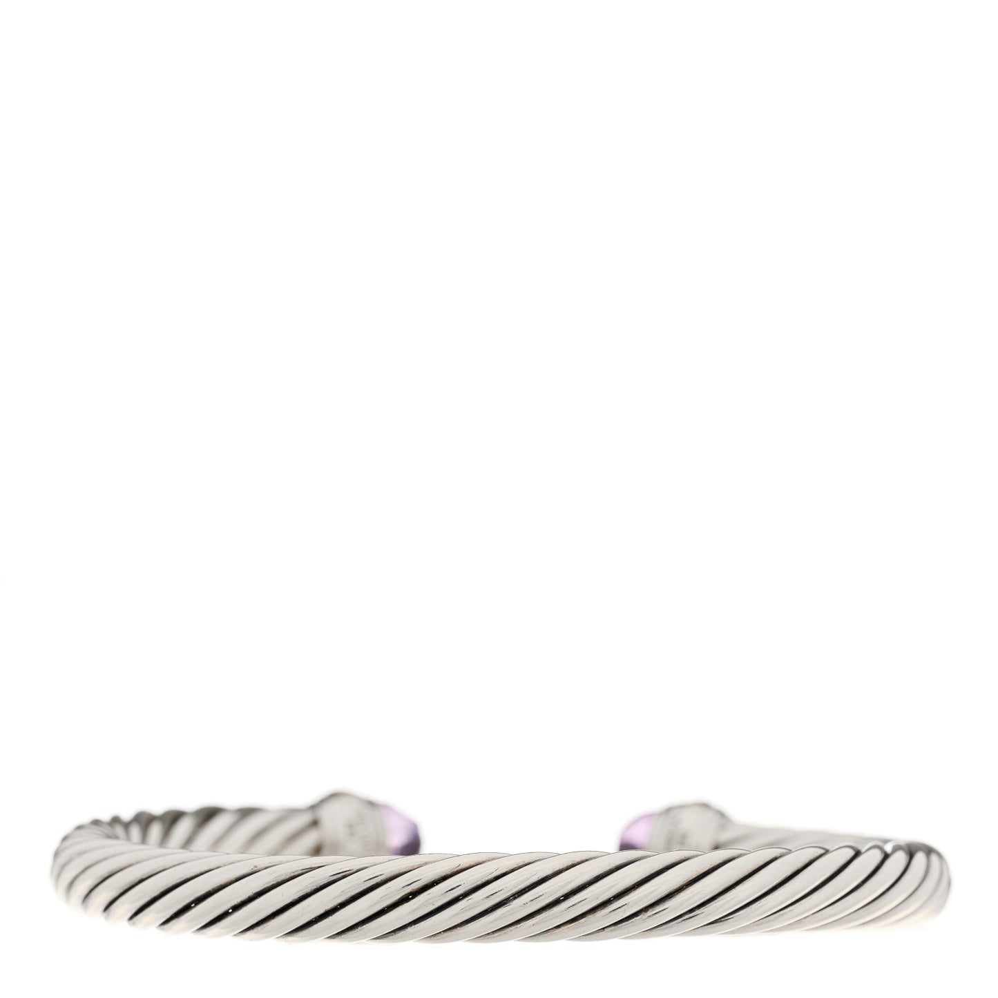 Sterling Silver 14K Yellow Gold Amethyst 7mm Cable Classics Bracelet