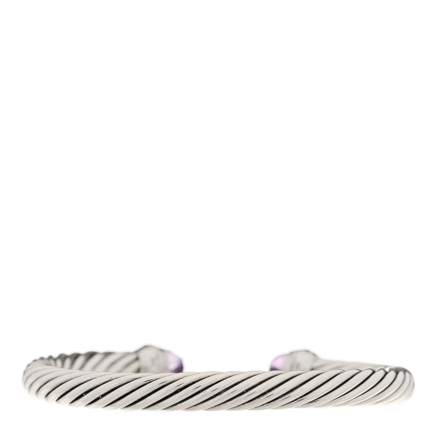 David Yurman Sterling Silver 14K Yellow Gold Amethyst 7mm Cable Classics Bracelet 2 of 4