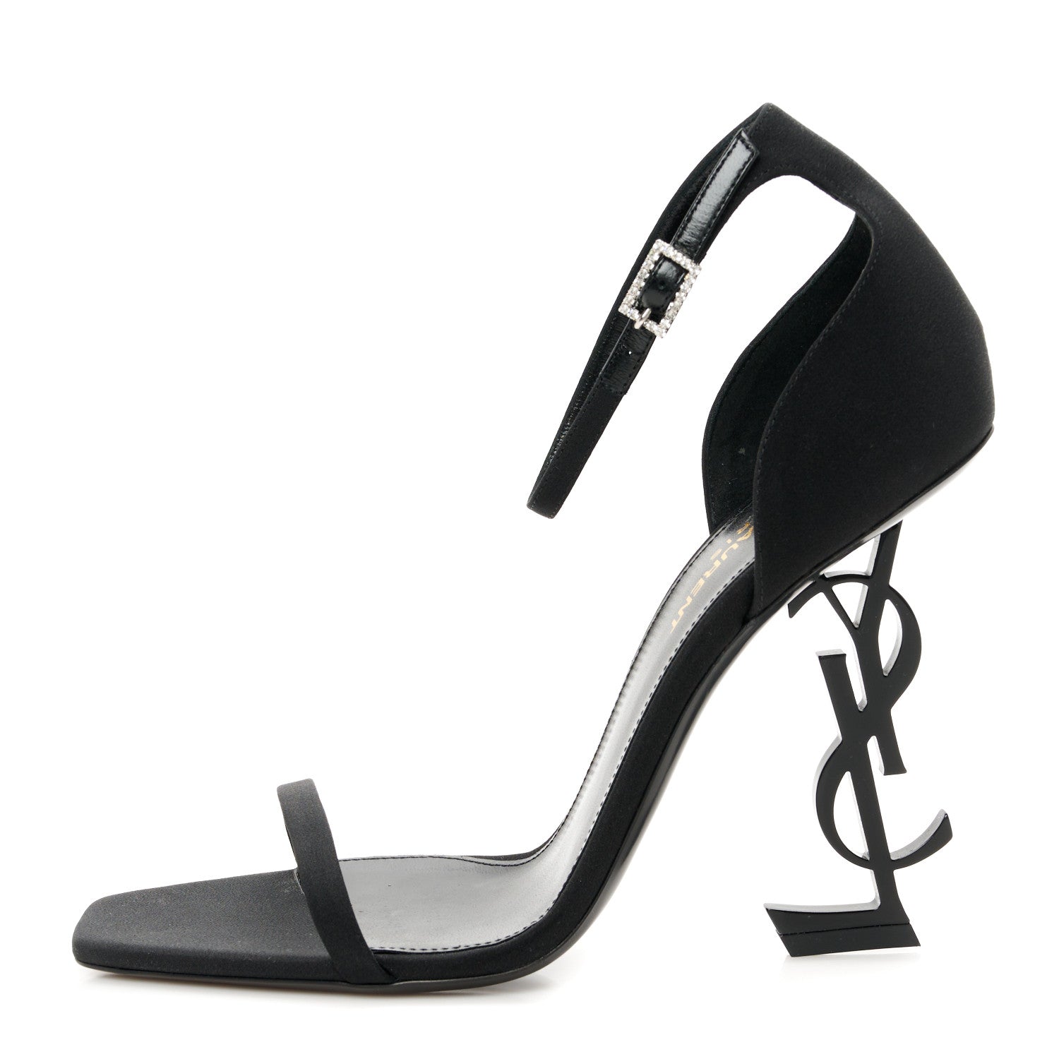 Saint Laurent Crepe De Chine Opyum 110 Sandals 38.5 Black 1 of 8