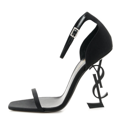 Saint Laurent Crepe De Chine Opyum 110 Sandals 38.5 Black 1 of 8