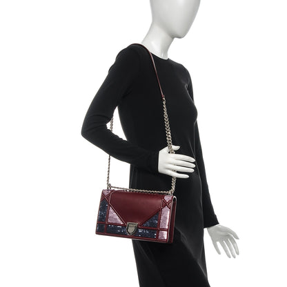 Christian Dior Lambskin Sequin Medium Diorama Flap Bag Plum 2 of 13