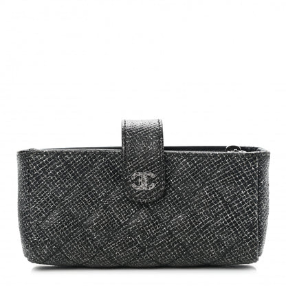 Chanel Glitter Calfskin Quilted Mini Phone Holder Clutch Black 1 of 10