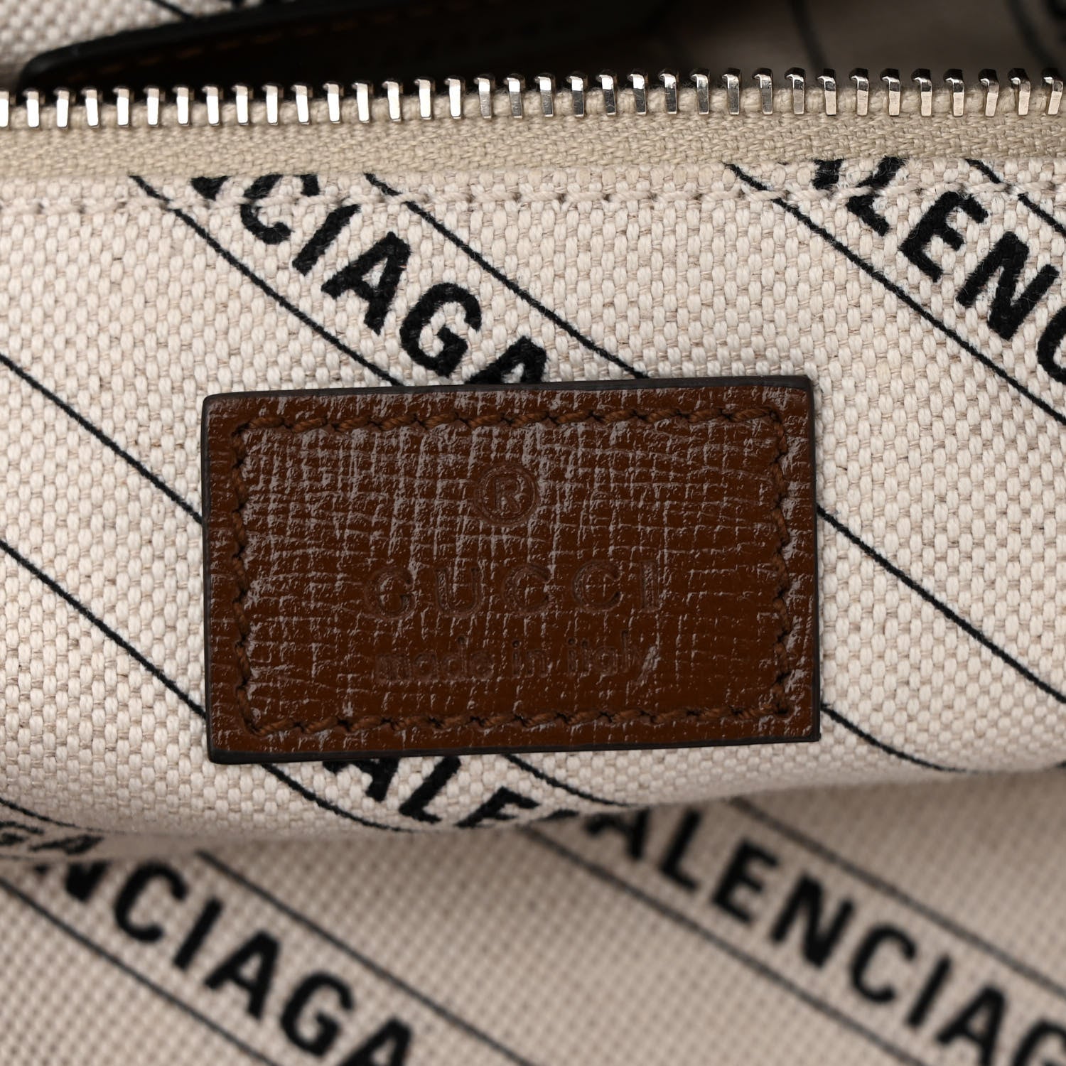 Balenciaga X GUCCI GG Monogram Azalea Calfskin Neo Classic Silver Hardware Medium City Beige Ebony Brown Sugar 7 of 11