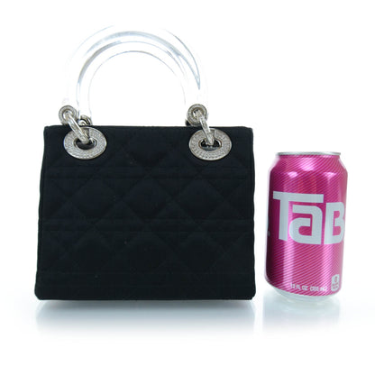 Christian Dior Satin Swarovski Crystal Cannage Mini Lady Dior Black 4 of 11