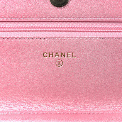Chanel Iridescent Caviar Quilted Wallet on Chain WOC Rose Pink 6 of 11