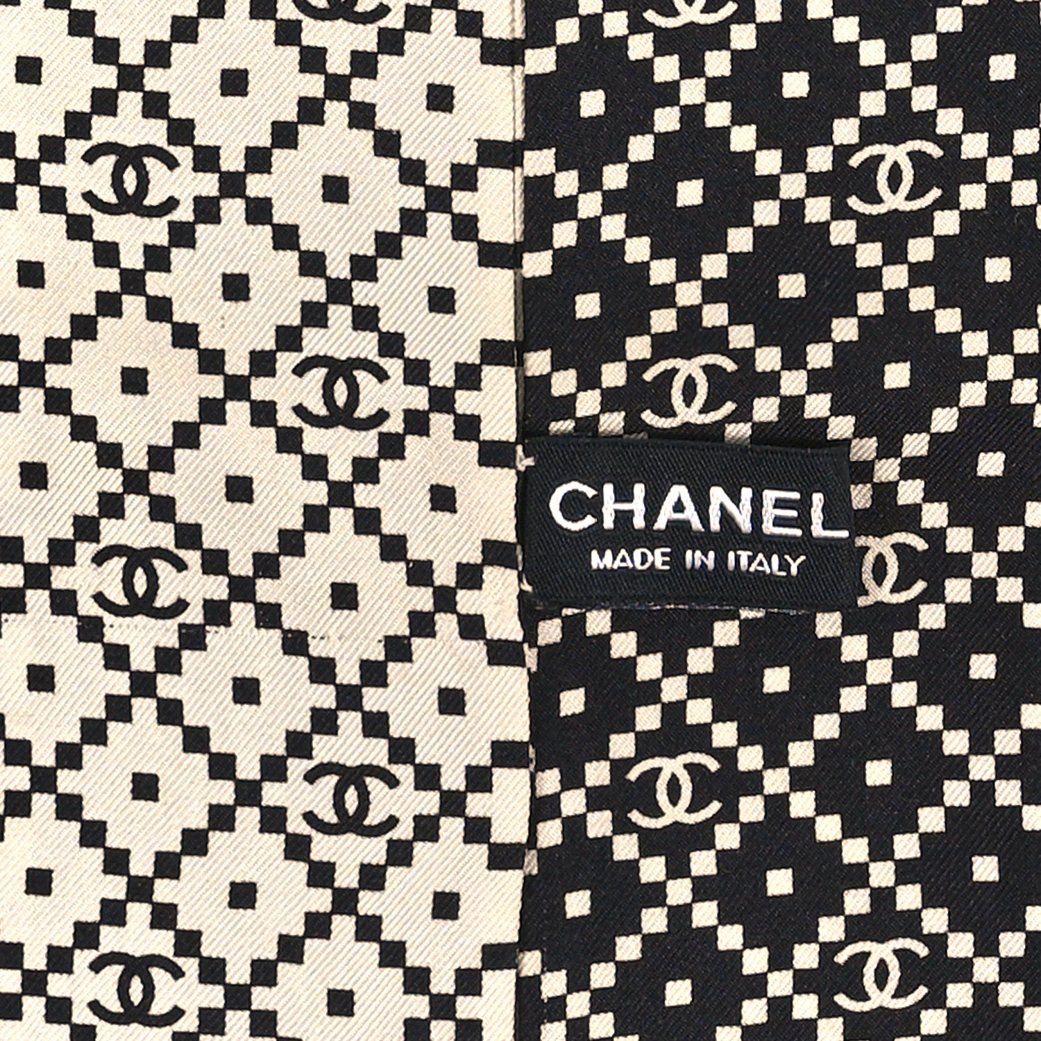 Chanel Silk CC Slim Bandeau Scarf Black White 3 of 3