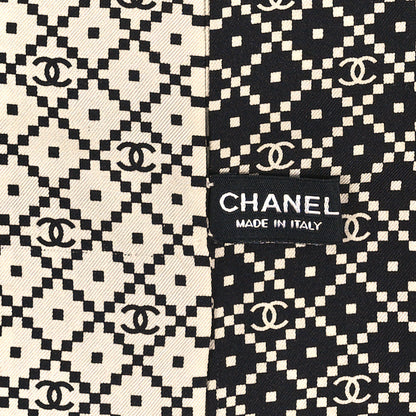 Chanel Silk CC Slim Bandeau Scarf Black White 3 of 3