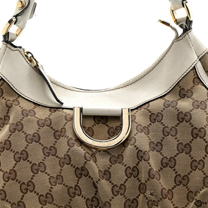 Gucci Monogram Medium D Gold Ring Hobo White 8 of 14