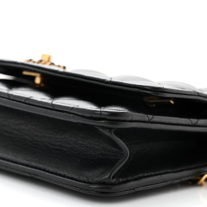 Chanel Shiny Calfskin Quilted Metal Top Handle Wallet On Chain WOC Black 11 of 12
