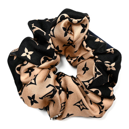 Louis Vuitton Silk Monogram Scrunchy Beige Black 1 of 4