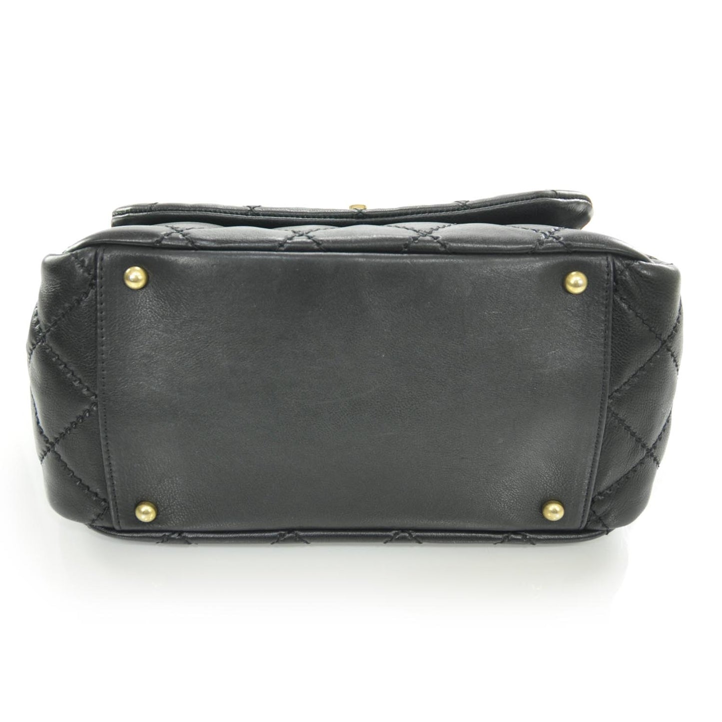Calfskin Quilted Retro Chain Flap Black
