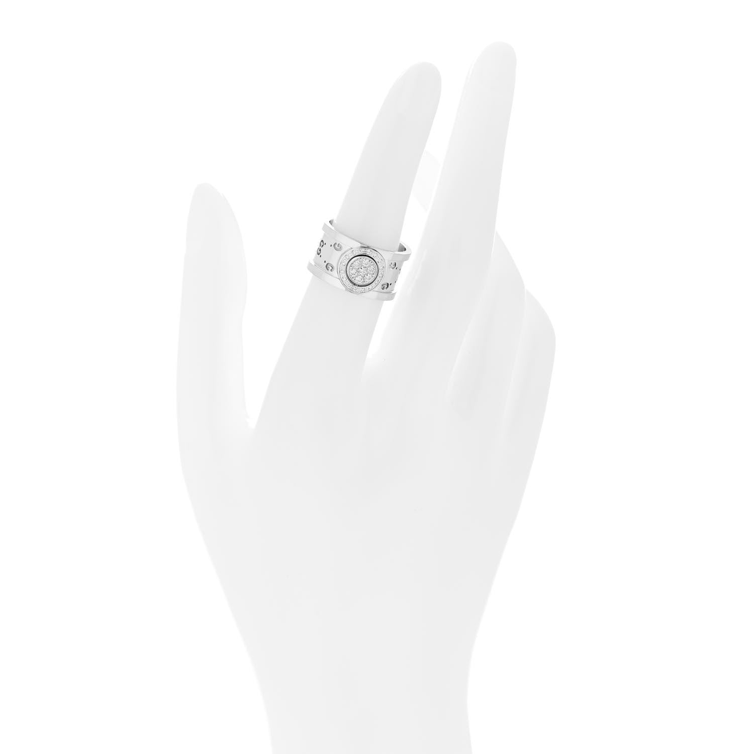 Gucci 18K White Gold Diamond 10.5mm Icon Twirl Band Ring 52 6 2 of 8