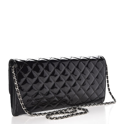 Chanel Patent Calfskin Quilted East West Flap Clutch Black 3 of 8