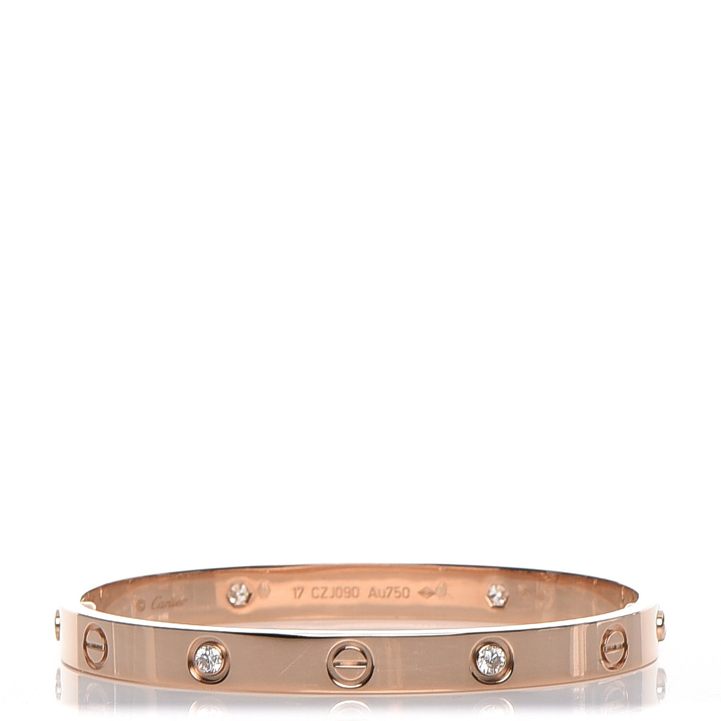 18K Pink Gold 4 Diamond LOVE Bracelet 17