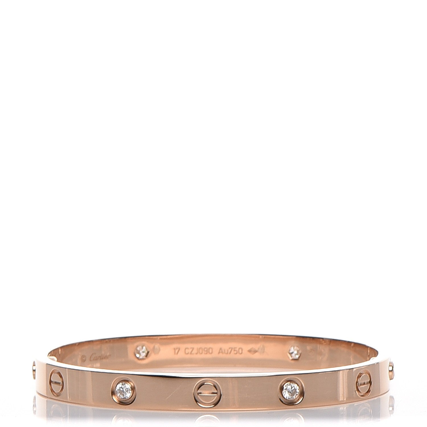 Cartier 18K Pink Gold 4 Diamond LOVE Bracelet 17 1 of 7