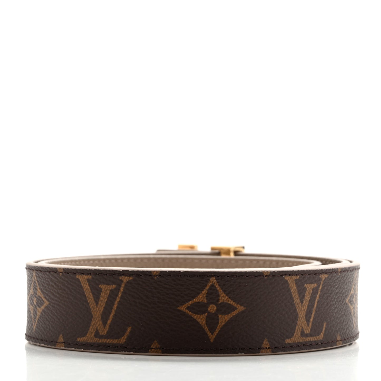Calfskin Monogram 30mm LV Initiales Reversible Belt 80 32 Beige