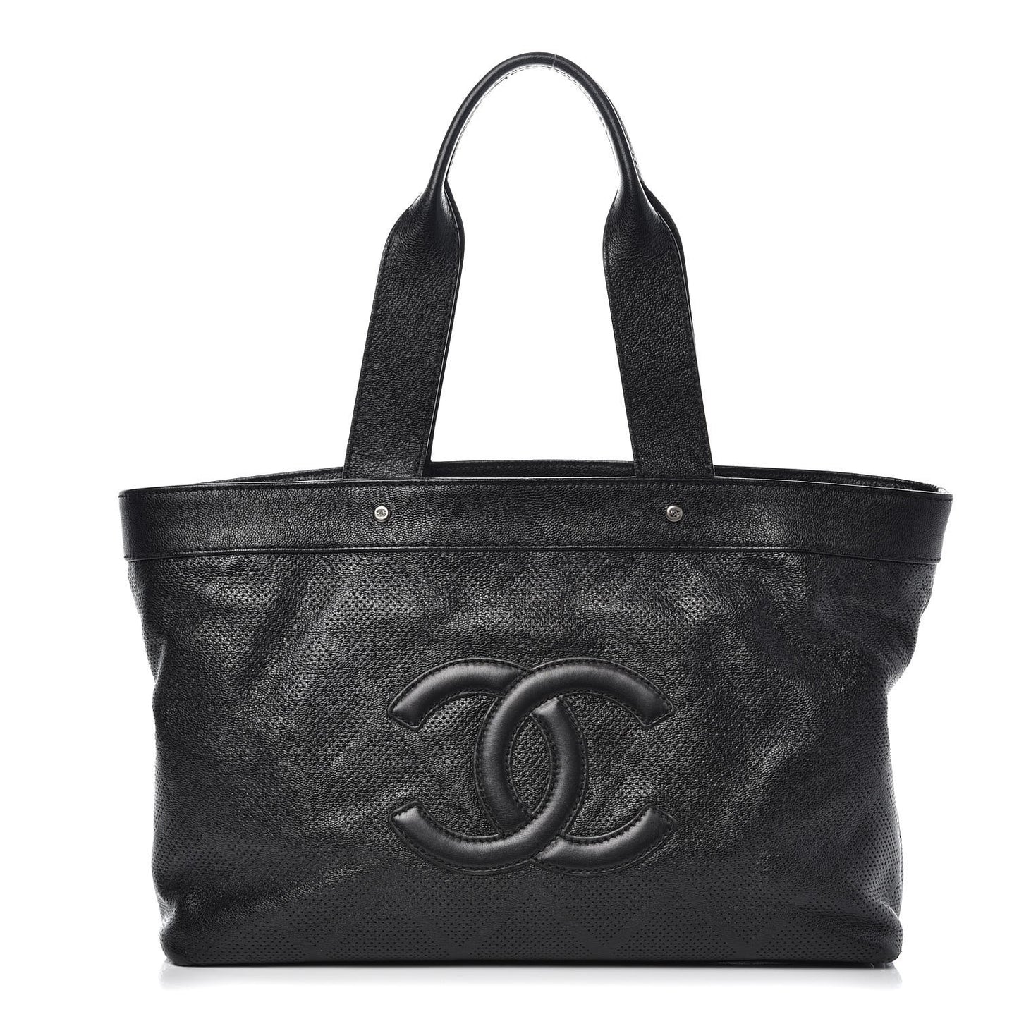 Goatskin Perforated Large CC Tote Black