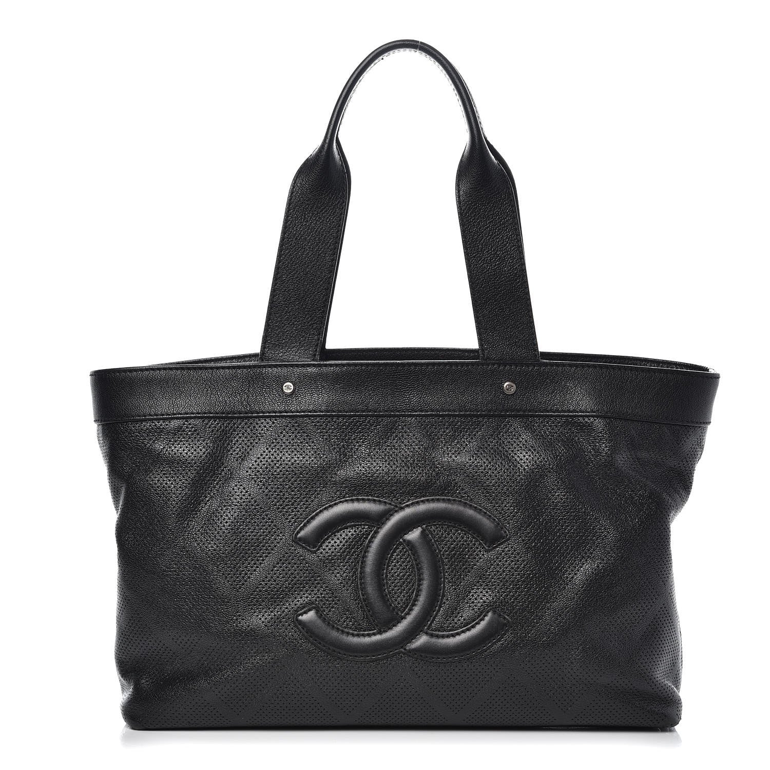 Chanel Goatskin Perforated Large CC Tote Black 1 of 17