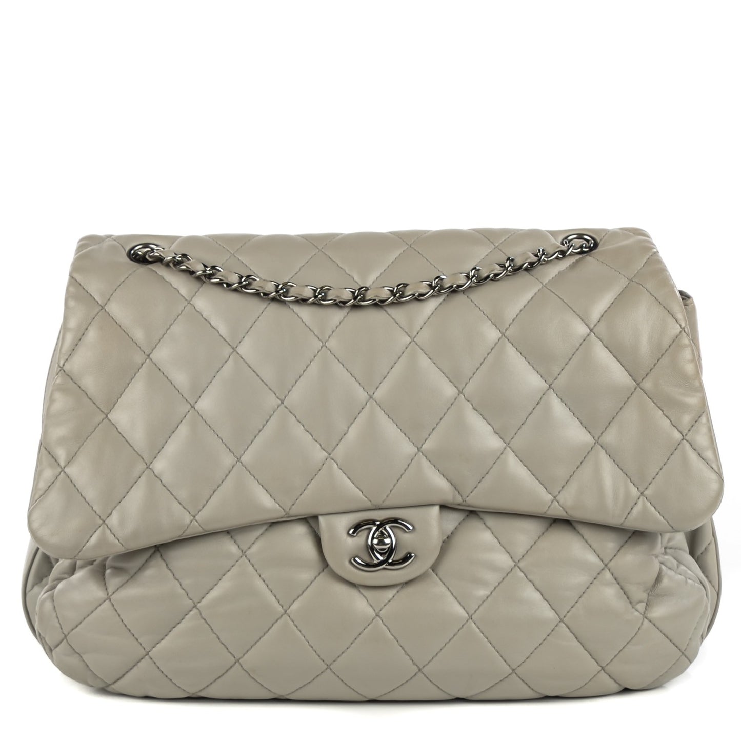 Lambskin Quilted 3 Maxi Flap Bag Grey