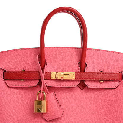 Hermes Epsom Horseshoe Birkin 25 Rose Azalee Rouge Casaque 8 of 11