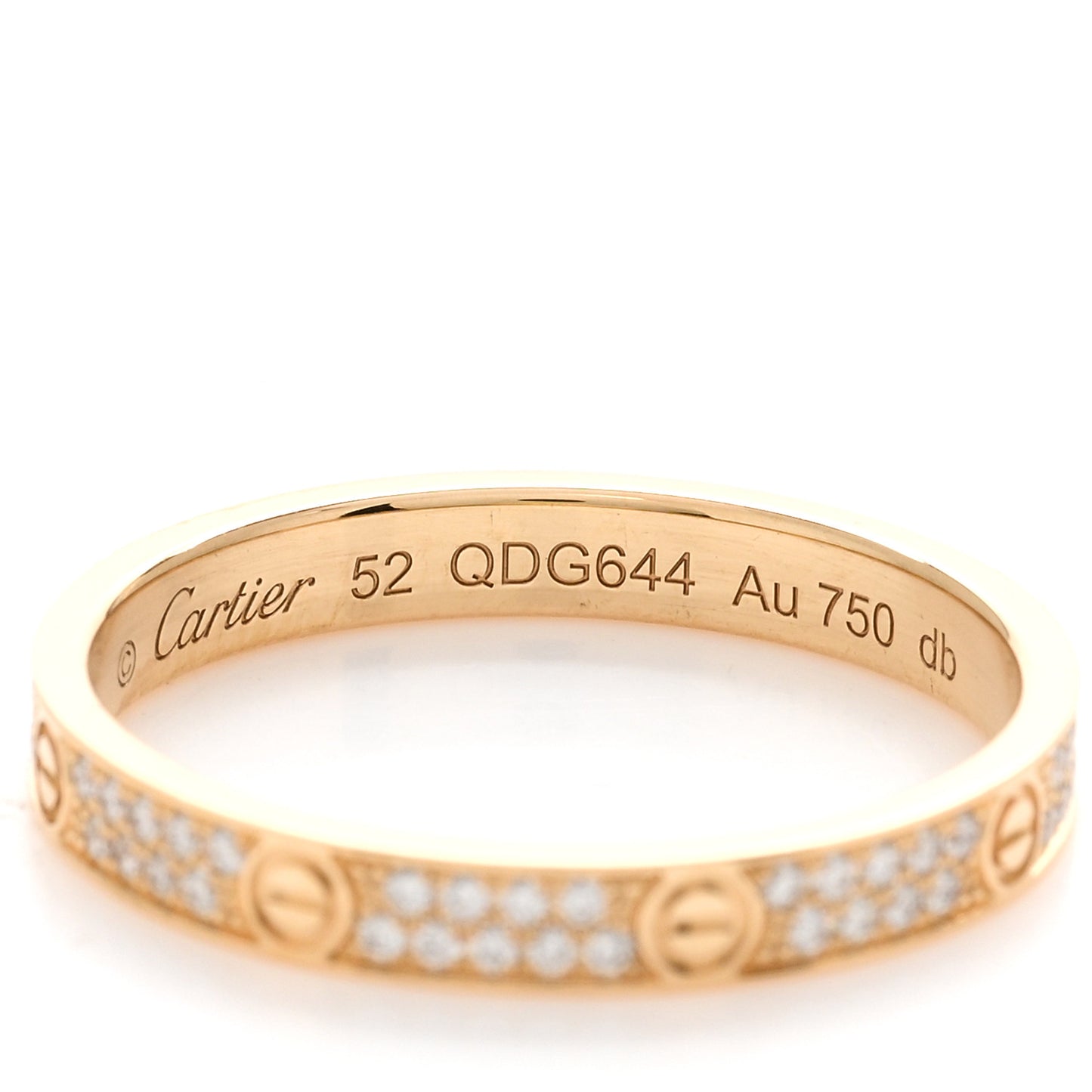 18K Yellow Gold Diamond 2.6mm LOVE Paved Band Ring 52 6