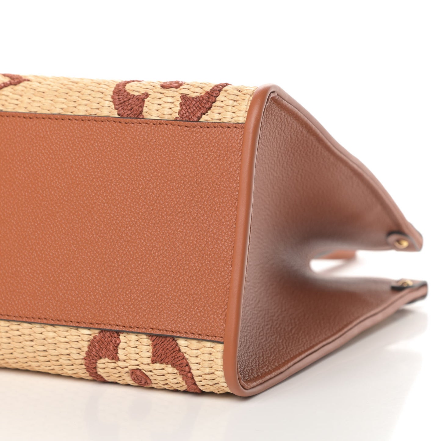 Raffia Calfskin Monogram Giant Onthego MM Tan