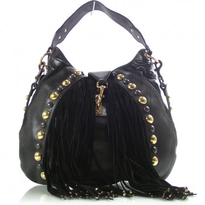 Gucci Leather Suede Fringe Babouska Hobo Black 1 of 11