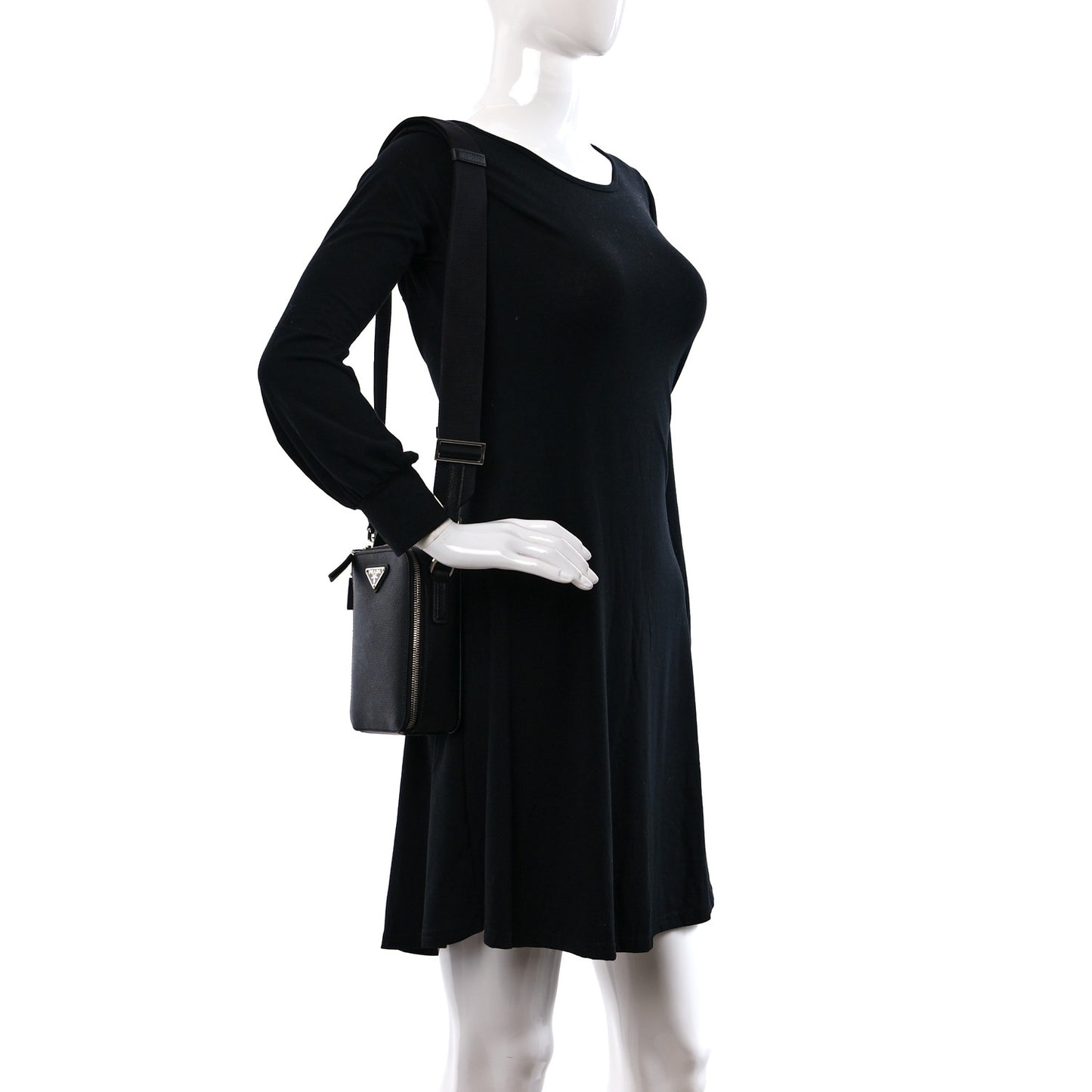 Saffiano Travel Brique Crossbody Messenger Bag Black