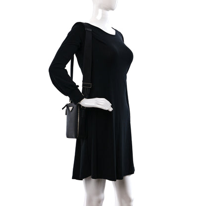 Prada Saffiano Travel Brique Crossbody Messenger Bag Black 2 of 9