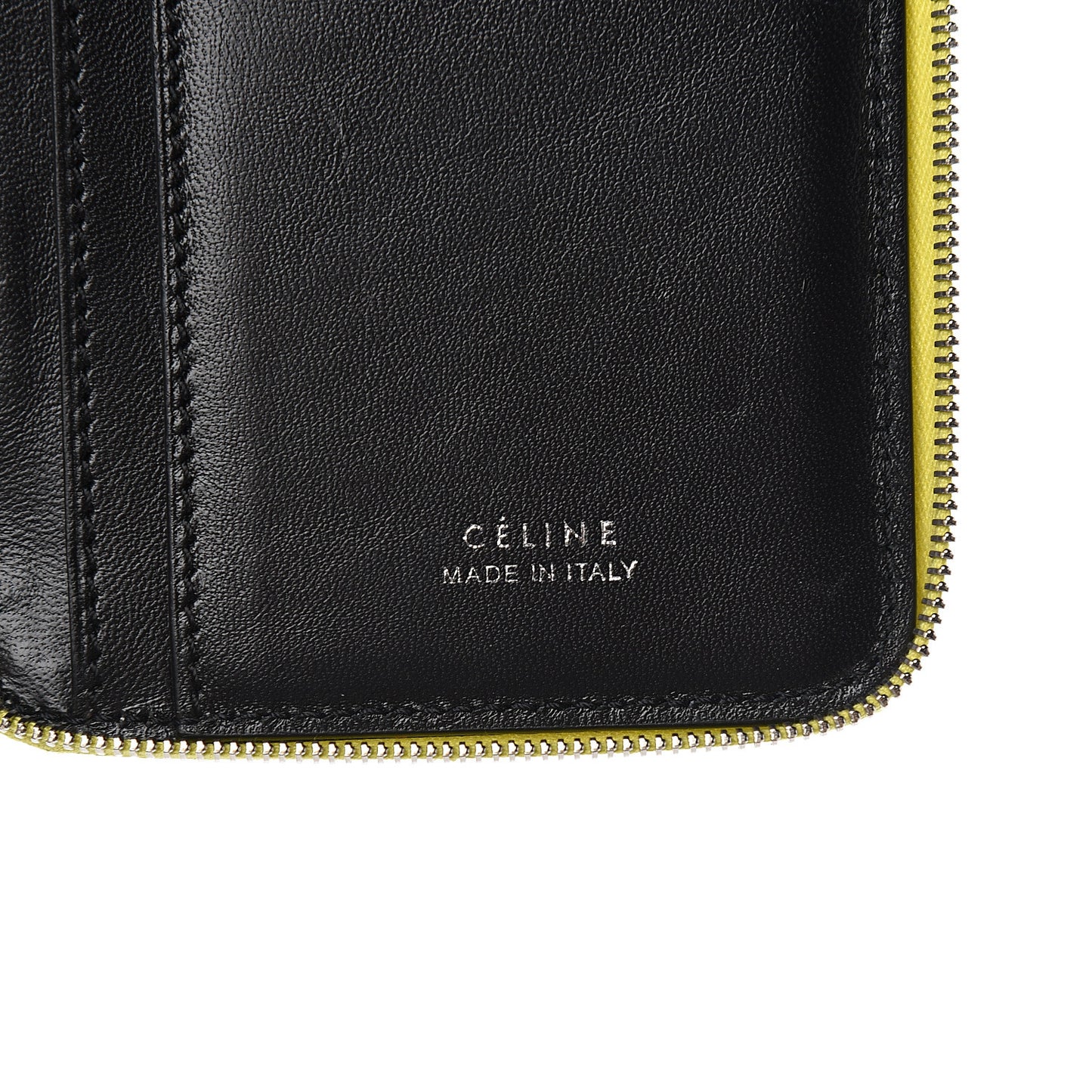 Drummed Calfskin Medium Zip Around Multifunction Wallet Citron
