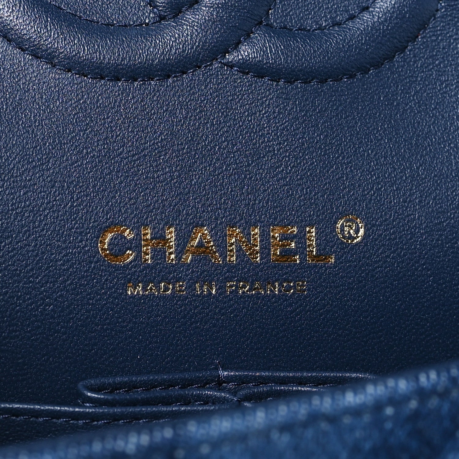 Chanel Printed Denim Quilted Medium Double Flap Dark Blue 6 of 10