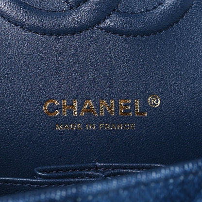 Chanel Printed Denim Quilted Medium Double Flap Dark Blue 6 of 10