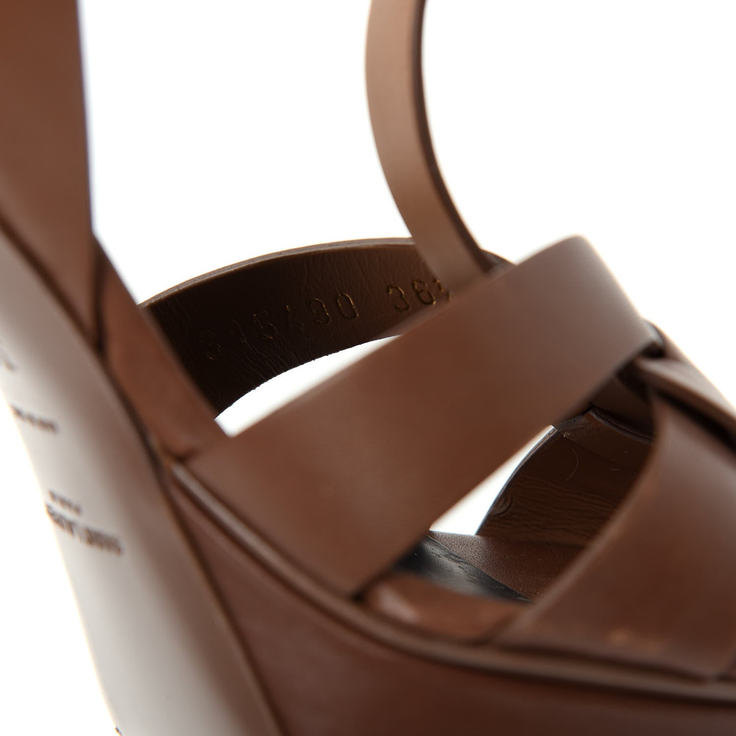 Saint Laurent Calfskin Tribute 75 Platform Sandals 36.5 Dark Cuoio 10 of 11