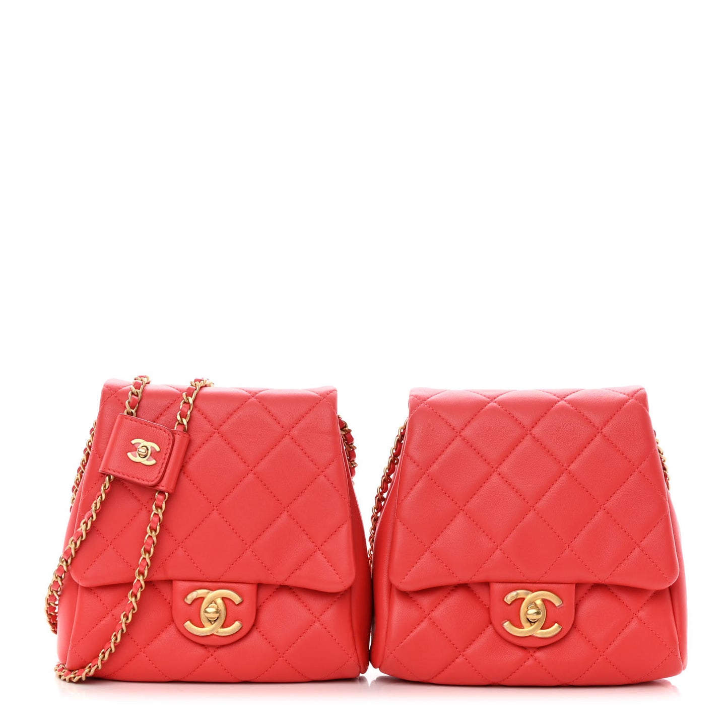Lambskin Quilted Side-Packs Red