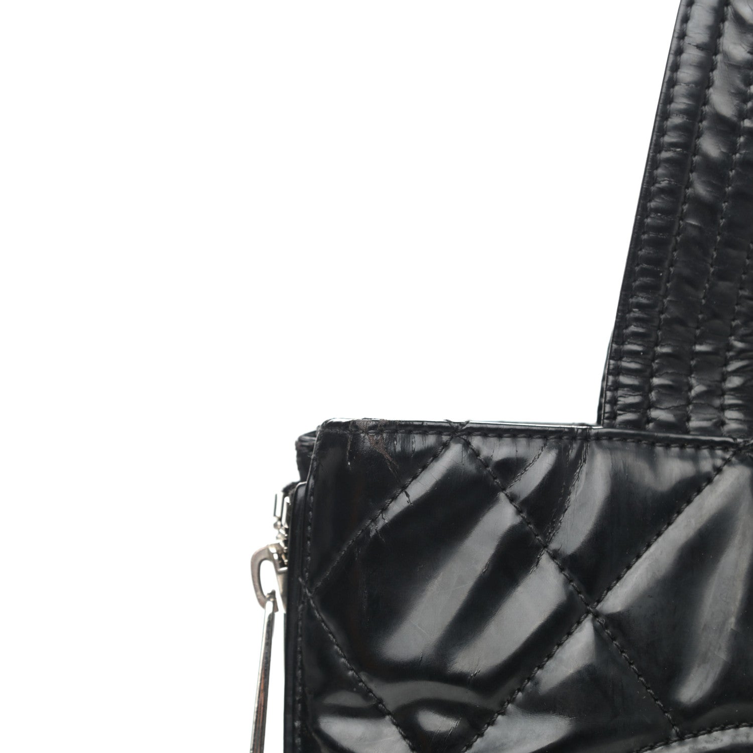 Chanel Vinyl Quilted CC Small Expandable Tote Black 10 of 14