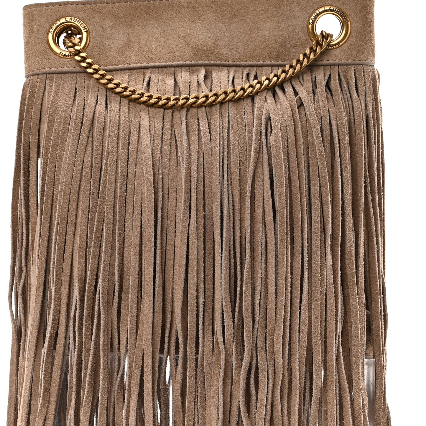 Suede Calfskin Small Grace Fringed Hobo Bag Dusty Grey