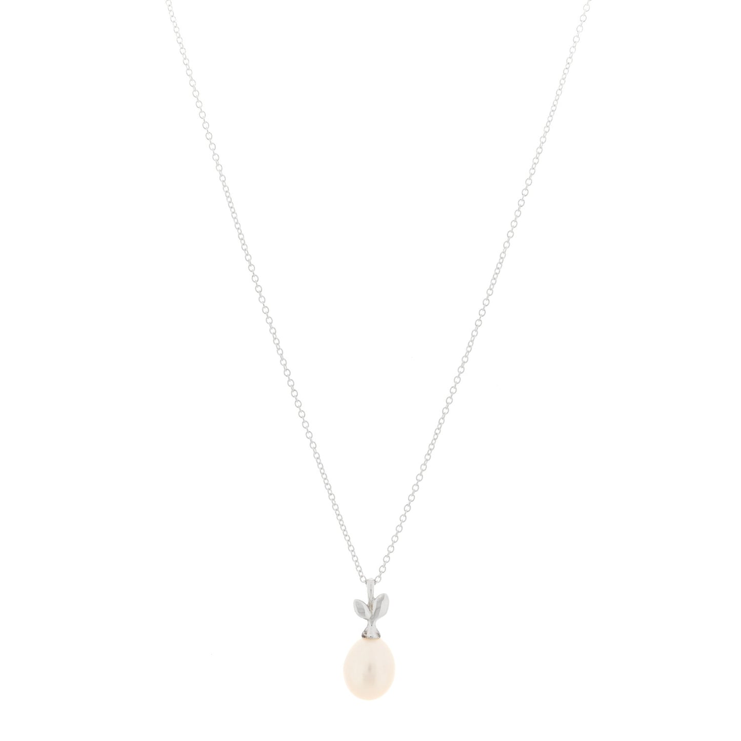 Sterling Silver Pearl Paloma Picasso Olive Leaf Drop Pendant Necklace