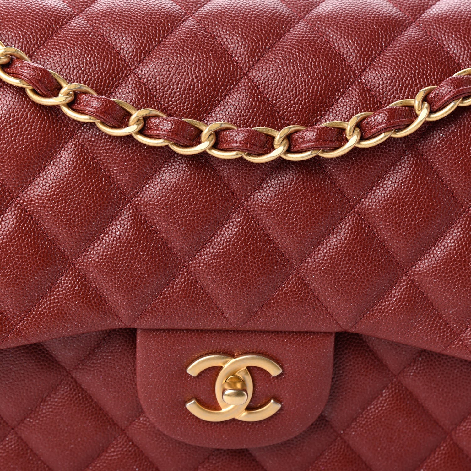 Chanel Iridescent Caviar Quilted Jumbo Double Flap Burgundy 8 of 10