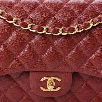 Chanel Iridescent Caviar Quilted Jumbo Double Flap Burgundy 8 of 10
