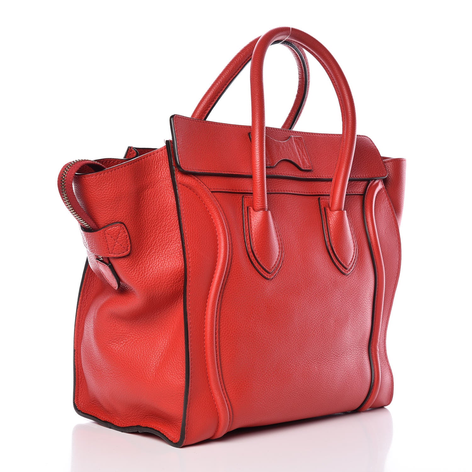 Celine Pebbled Calfskin Mini Luggage Red 3 of 17