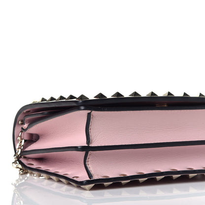 Valentino Garavani Calfskin Rockstud Wallet on Chain Water Rose 7 of 9