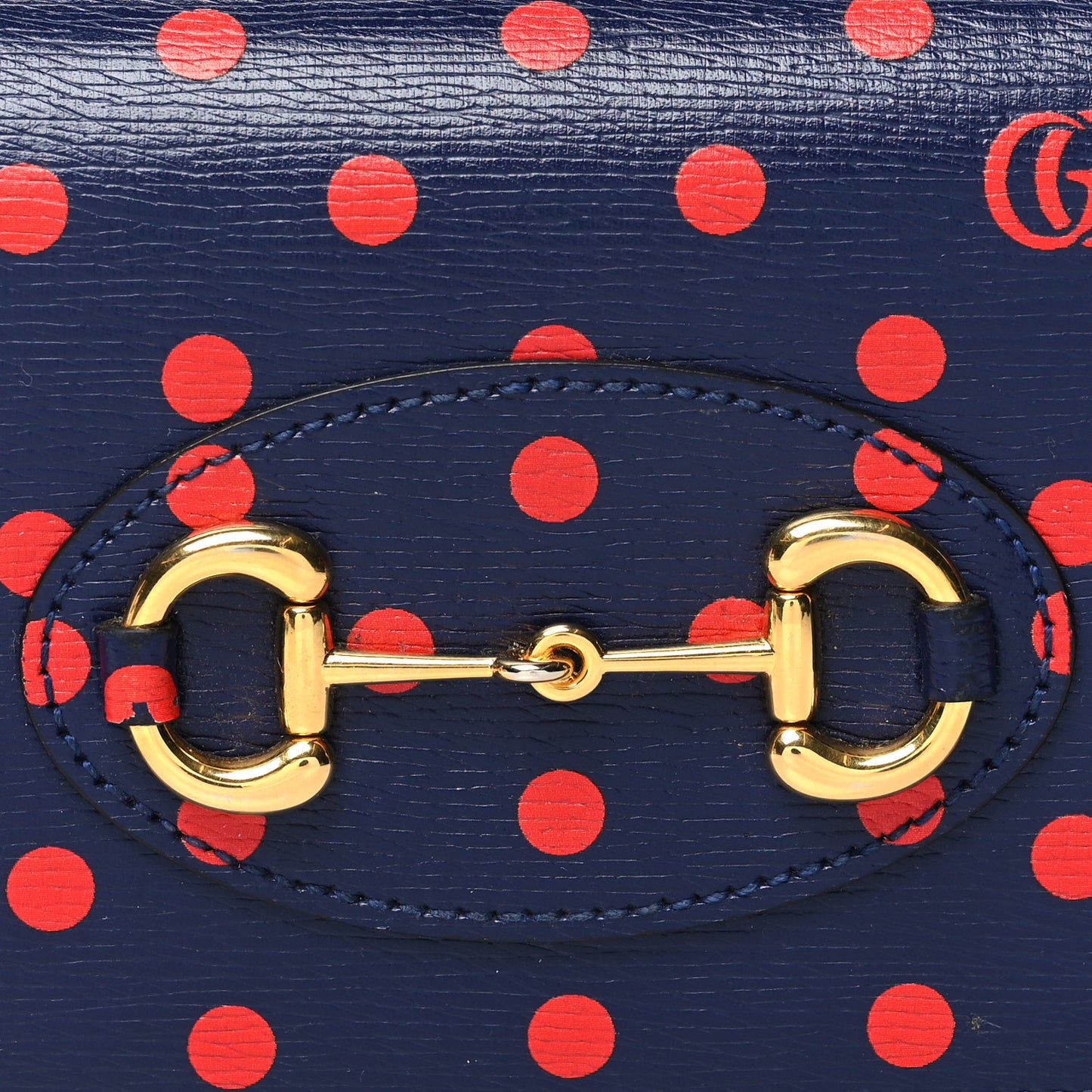 Shangai Calfskin Polka Dot Horsebit 1955 Wallet On Chain Blue Orange Sailor Blue