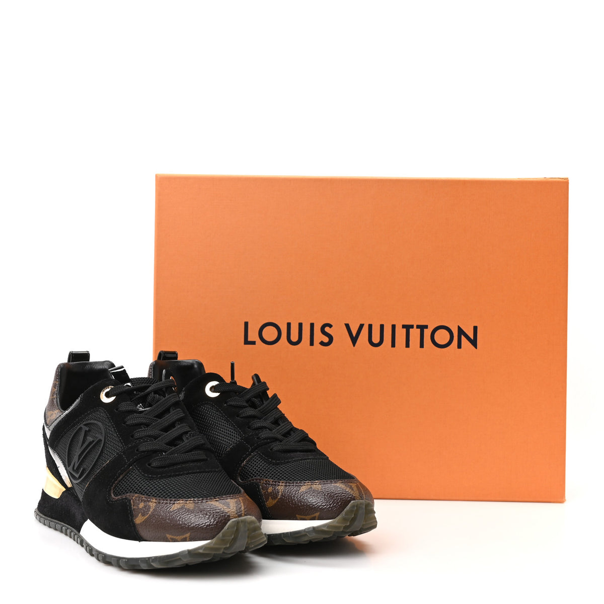 Suede Monogram Run Away Sneakers 35 Black