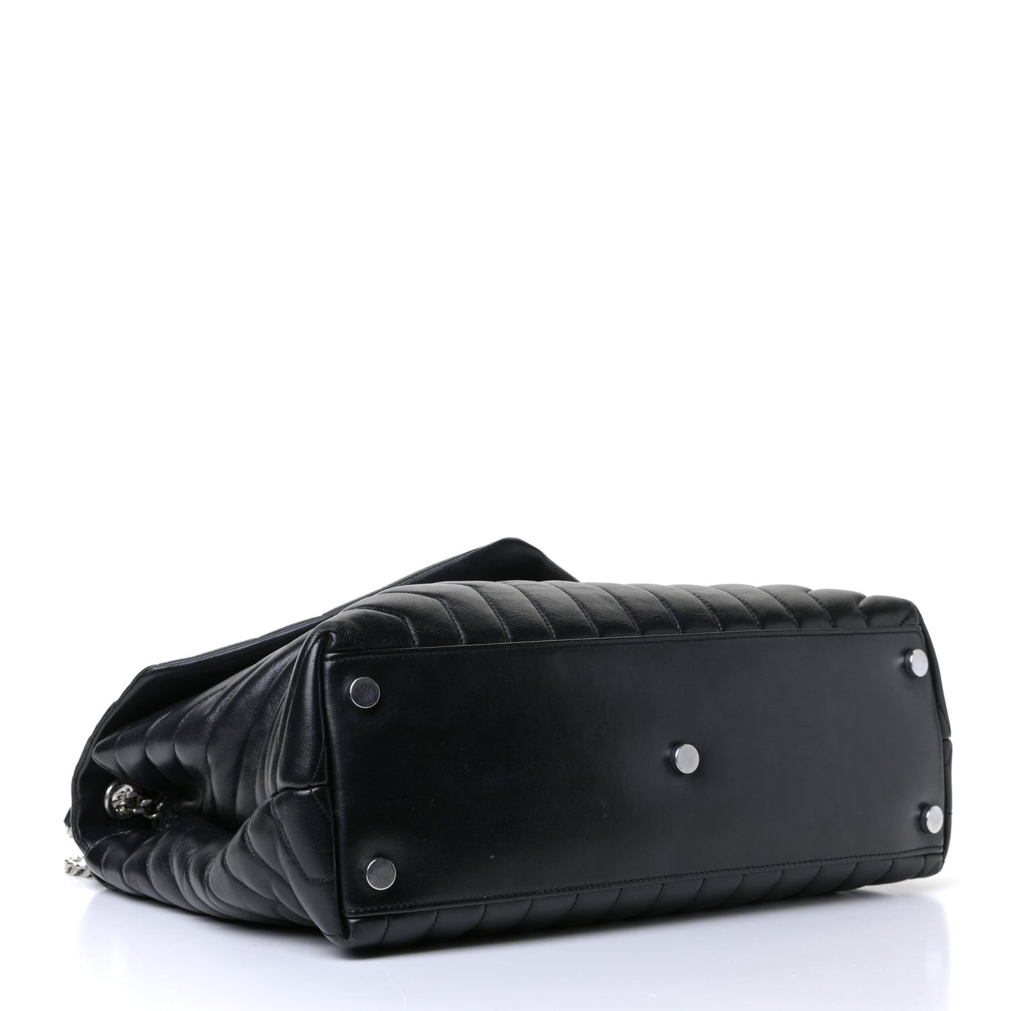 Calfskin Y Quilted Monogram Large Loulou Chain Satchel Black