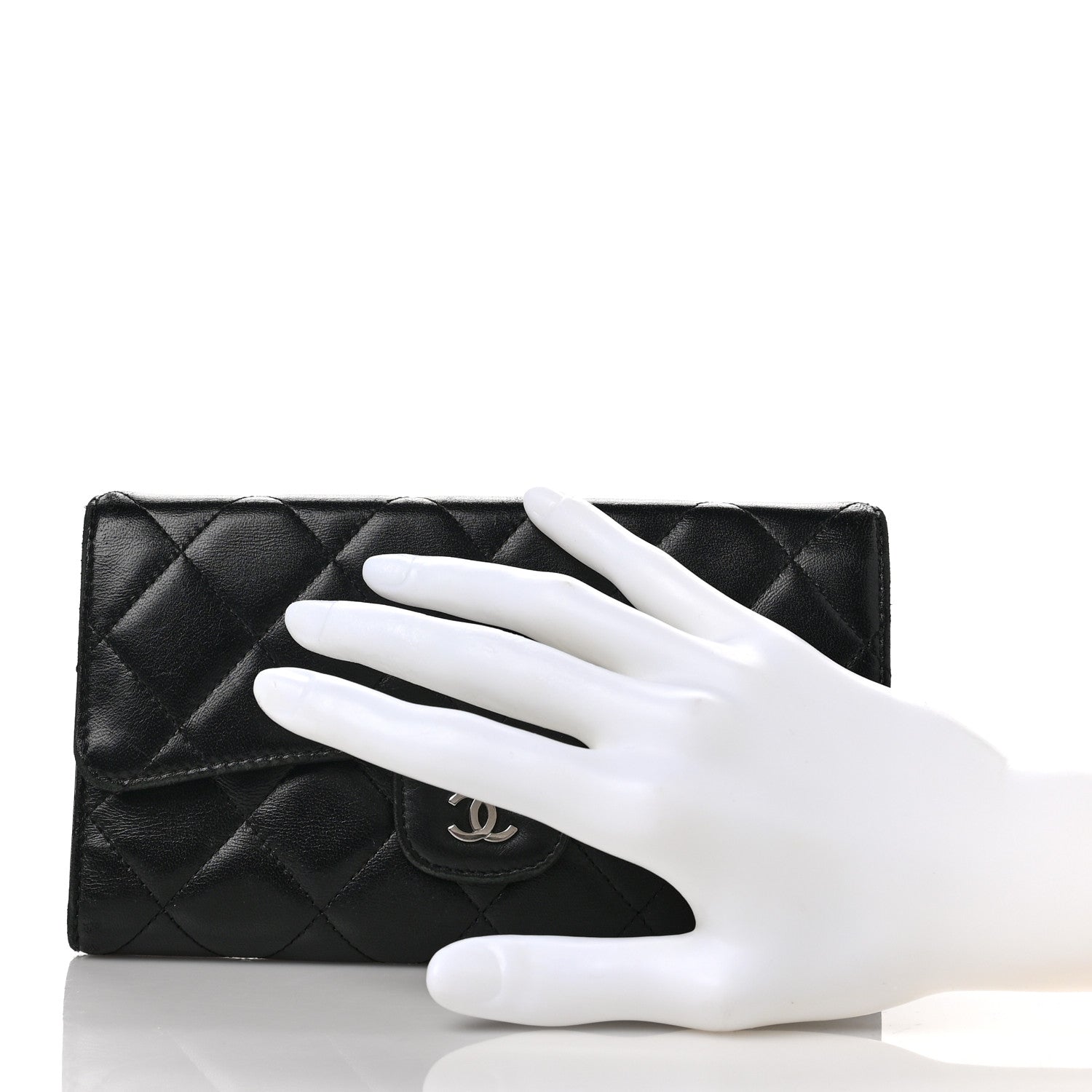 Chanel Lambskin Quilted Large Flap Wallet Black 2 of 9