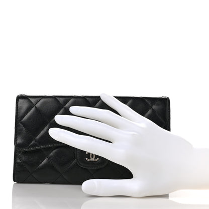 Chanel Lambskin Quilted Large Flap Wallet Black 2 of 9