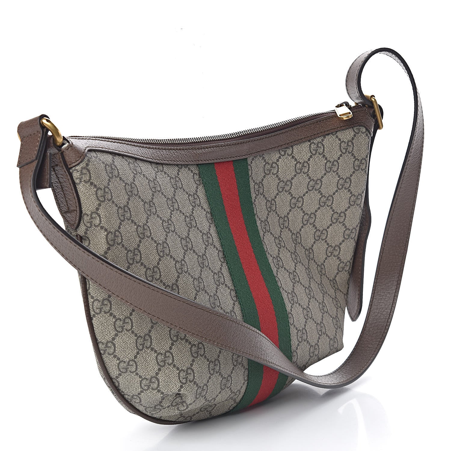 Gucci GG Supreme Monogram Web Small Ophidia Half Moon Hobo Brown 3 of 10